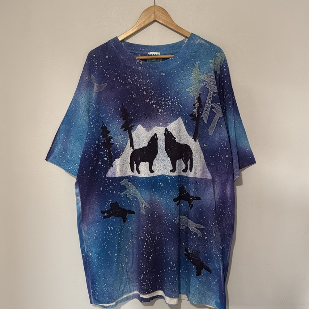 Vintage Wolf Sky T-Shirt / XXL / 90s / AOP / Deep Sea T's